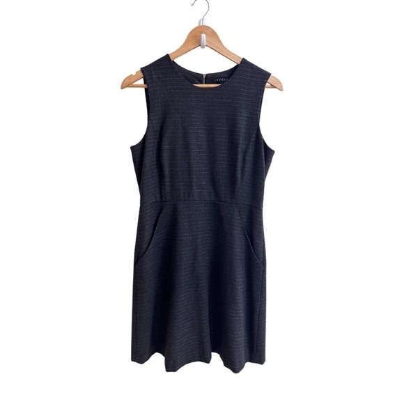 Theory Black Window Pane Sleeveless Virgin Wool Sheath Womens Size 8 - Picture 1 of 16